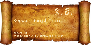 Kopper Benjámin névjegykártya